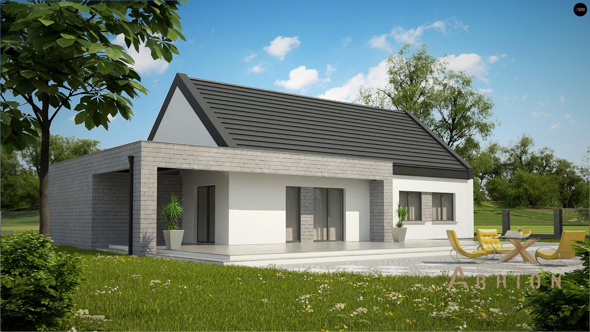 8. Проект одноэтажного дома в стиле барн с двускатной кровлей, Z53 A, площадью - 132 кв c терассой